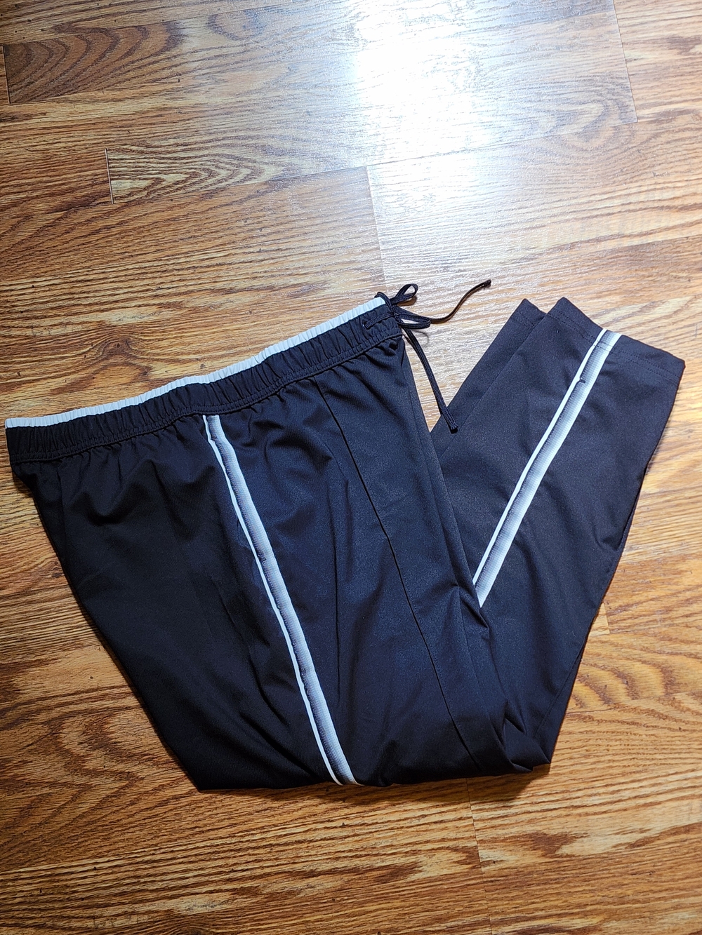 Women's Black Track Pants with White Stripe Size PL
